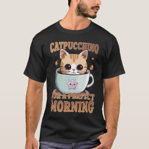 Catpuccino voor een perfecte koffie kat t-shirt