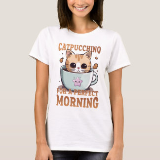 Catpuccino voor een perfecte koffie kat t-shirt