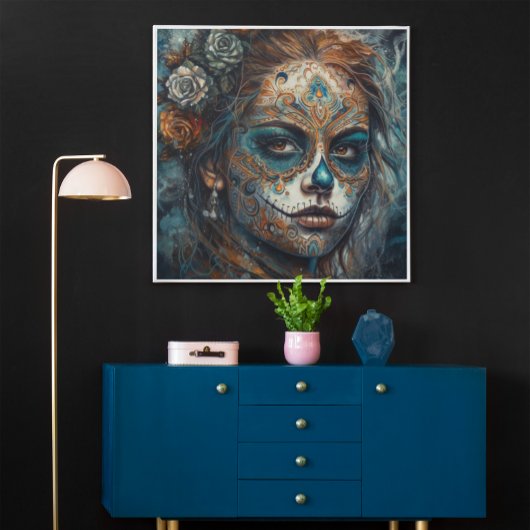 Catrina Azul Canvas Afdruk