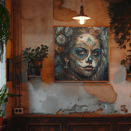 Catrina Azul Canvas Afdruk