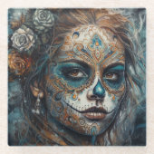 Catrina Azul Glazen Onderzetter (Voorkant)