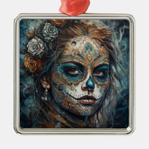 Catrina Azul Metalen Ornament