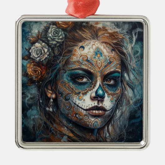 Catrina Azul Metalen Ornament (Voorkant)