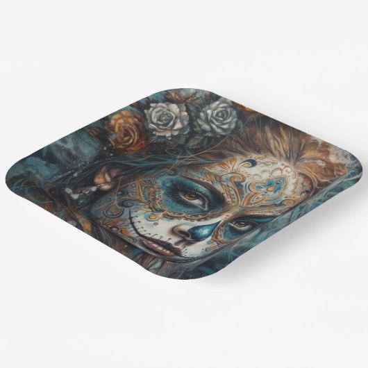 Catrina Azul Papieren Bordje (Gebogen)