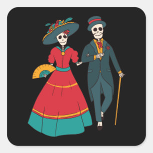 Catrina Couple Vierkante Sticker