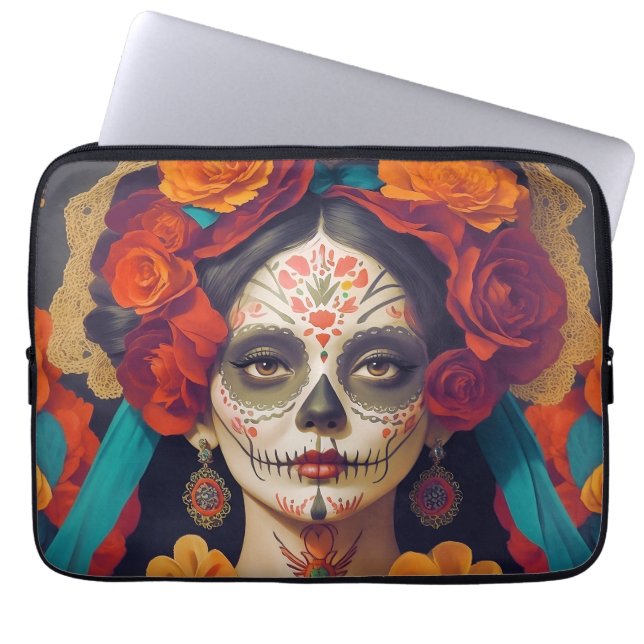 Catrina Dag van de Doden 1 Laptop Sleeve (Voorkant)