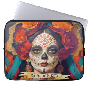 Catrina Dag van de Doden 1 met tekst Laptop Sleeve