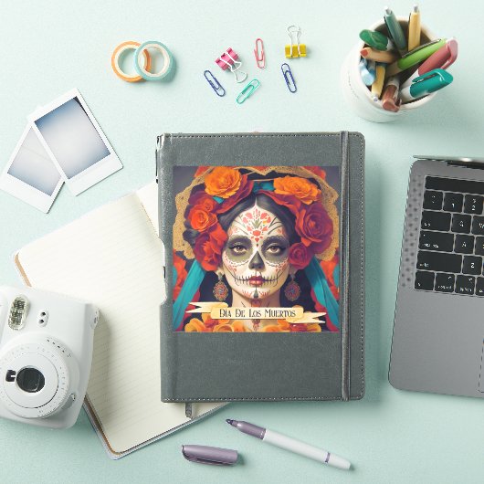 Catrina Dag van de Doden 1 met tekst Sticker (iPad Cover)