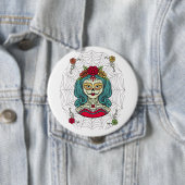 Catrina Día de Muertos Web Ronde Button 4,0 Cm (In situ)