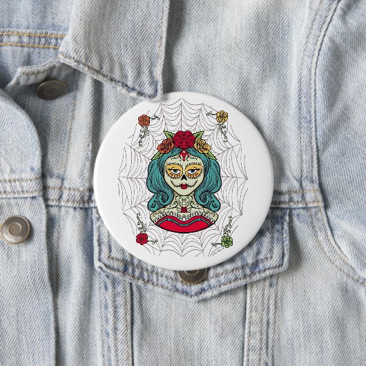 Catrina Día de Muertos Web Ronde Button 4,0 Cm (In situ)