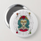 Catrina Día de Muertos Web Ronde Button 4,0 Cm (Voorkant /achterkant)
