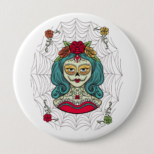 Catrina Día DE Muertos Web Ronde Button 4,0 Cm