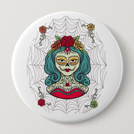 Catrina Día de Muertos Web Ronde Button 4,0 Cm (Voorkant)