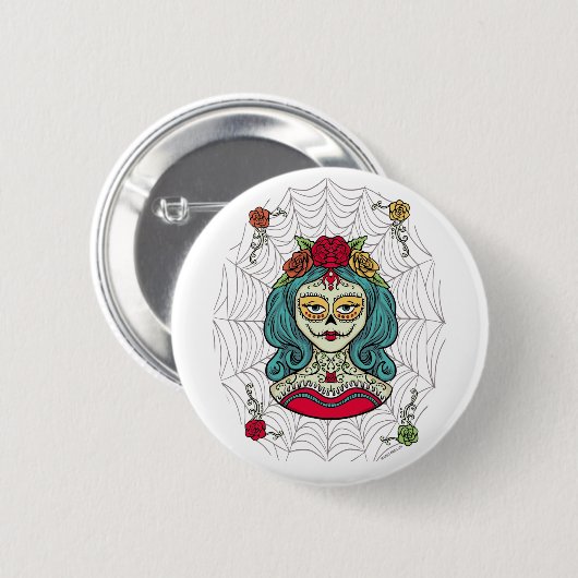 Catrina Día de Muertos Web Ronde Button 5,7 Cm (Voorkant /achterkant)