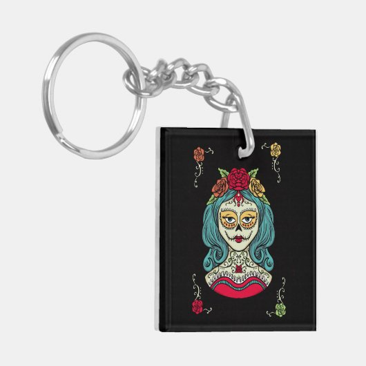 Catrina Día de Muertos Web Sleutelhanger (Voorkant Links)