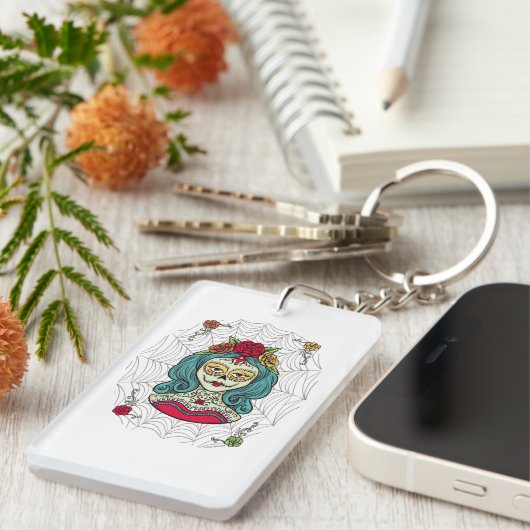 Catrina Día de Muertos Web Sleutelhanger (Voorkant Rechts)