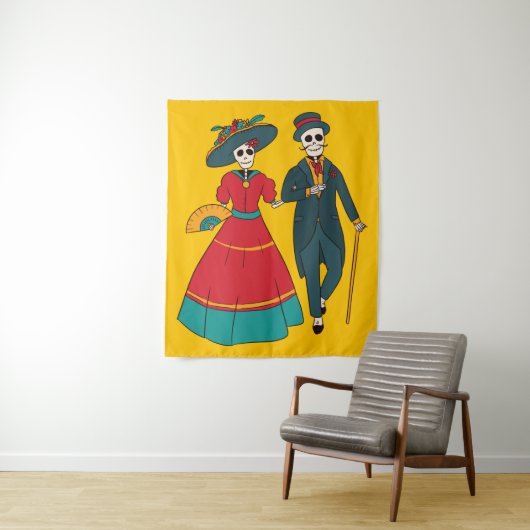 Catrina een paar Mexicaanse dag van de dood Wandkleed (In situ)