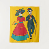 Catrina een paar Mexicaanse dag van de dood Wandkleed (Voorkant)