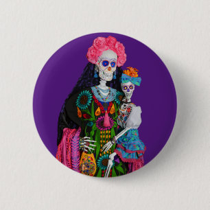 Catrina en Kinderdag van de dode suikerschedel Ronde Button 5,7 Cm