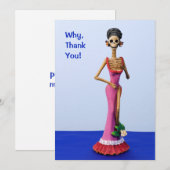 Catrina in een roze dress Hartelijk dank Bedankkaart (Voorkant / Achterkant)