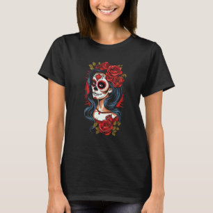 Catrina La Calavera Schedel Suiker Halloween-dag v T-shirt