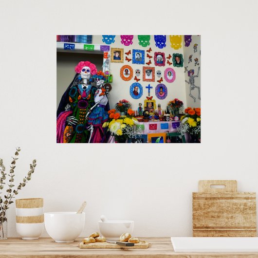 Catrina Moeder en Kind Ofrenda Poster (Keuken)