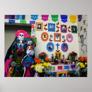 Catrina Moeder en Kind Ofrenda Poster