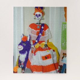 Catrina op een Donkey Jigzaag Puzzle Legpuzzel