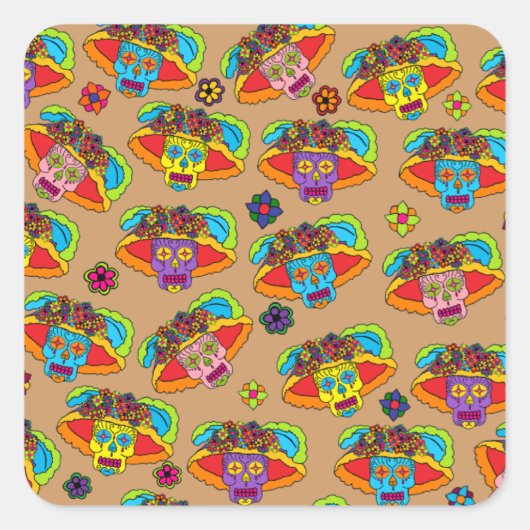 Catrina Sugar Skull Vierkante Sticker (Voorkant)