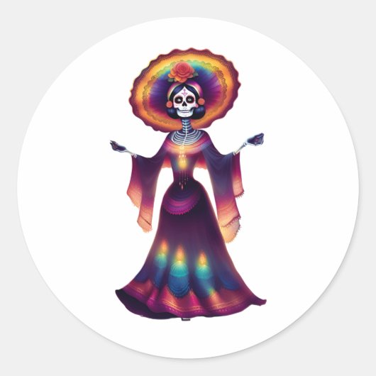 Catrina volledig lichaam ronde sticker (Voorkant)