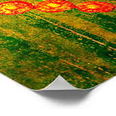 Catrina W/Pet, Oranje bloemen en blauwe goudroffel Poster (Hoek)