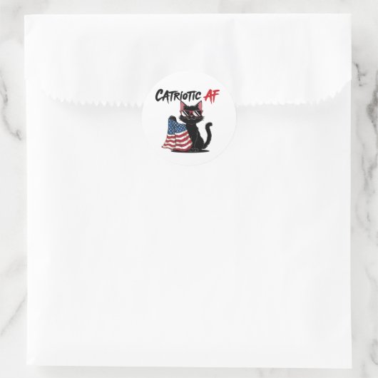 Catriotic AF – Cool Black Cat Patriotic Sticker (Tas)