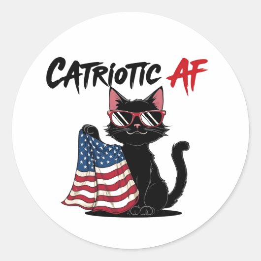 Catriotic AF – Cool Black Cat Patriotic Sticker (Voorkant)