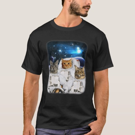 Catronauts Space Cat Astronaut met kat Head in Ga T-shirt (Voorkant)