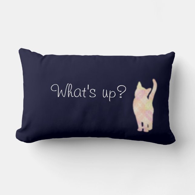 Cat's グラデーション "What's up?" Blue クッション　Throw Pillow Kussen (Voorkant)