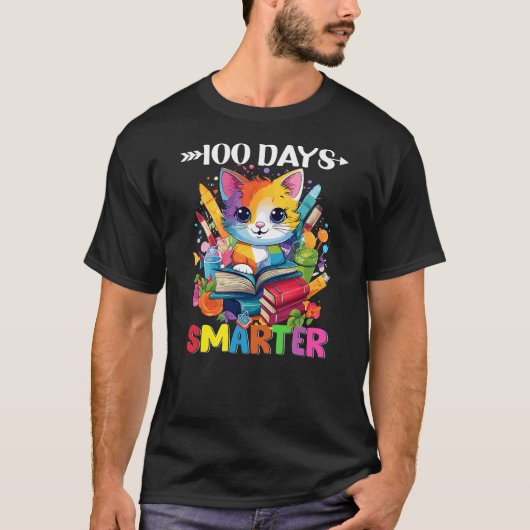 Cats 100th Day of School Teacher 100 days smarter T-shirt (Voorkant)
