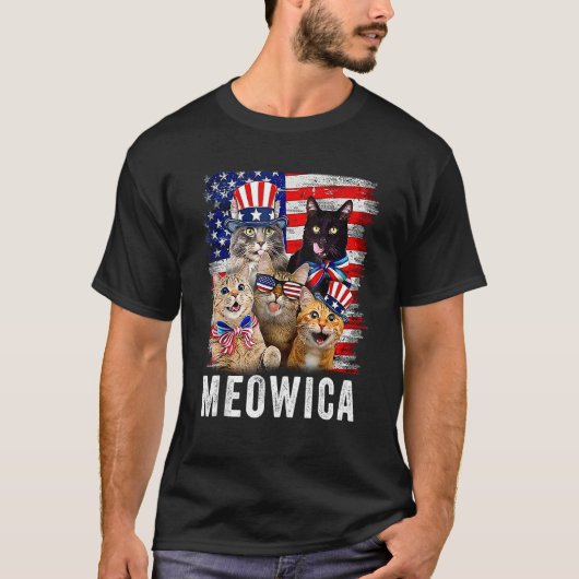 Cats 4th Of July  Meowica Merica Cat USA American  T-shirt (Voorkant)