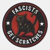 Cats Against Fascists Ronde Sticker (Voorkant)