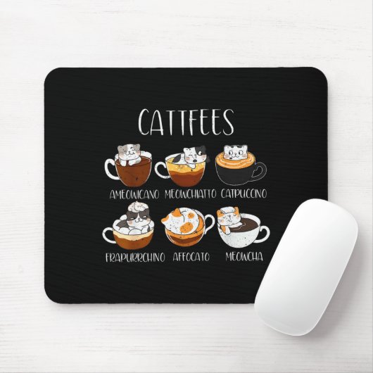 Cats &amp; Coffee Lover Funny Caffeine Quote Cattf Muismat (Met muis)