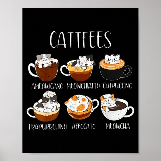 Cats &amp; Coffee Lover Funny Caffeine Quote Cattf Poster (Voorkant)