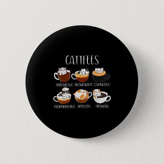 Cats &amp; Coffee Lover Funny Caffeine Quote Cattf Ronde Button 5,7 Cm (Voorkant)