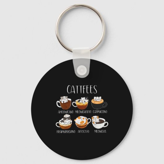 Cats &amp; Coffee Lover Funny Caffeine Quote Cattf Sleutelhanger (Voorkant)