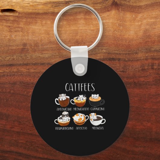 Cats &amp; Coffee Lover Funny Caffeine Quote Cattf Sleutelhanger (Voorkant)