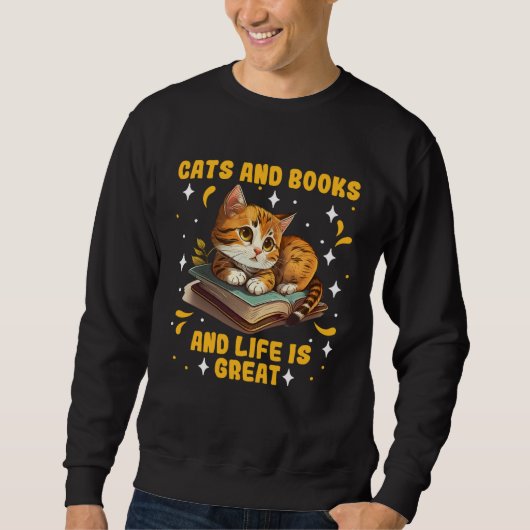 Cats and Books Cat  Book  Booknerd Cat fans Trui (Voorkant)