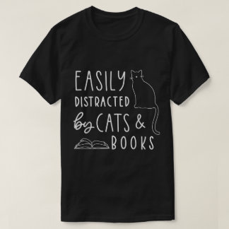 Cats and Books Lover Funny Reading Tee T-shirt