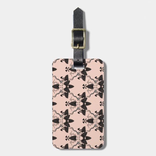 Cats and Catnip Damask Kijk Patroon Bagagelabel (Voorkant verticaal)