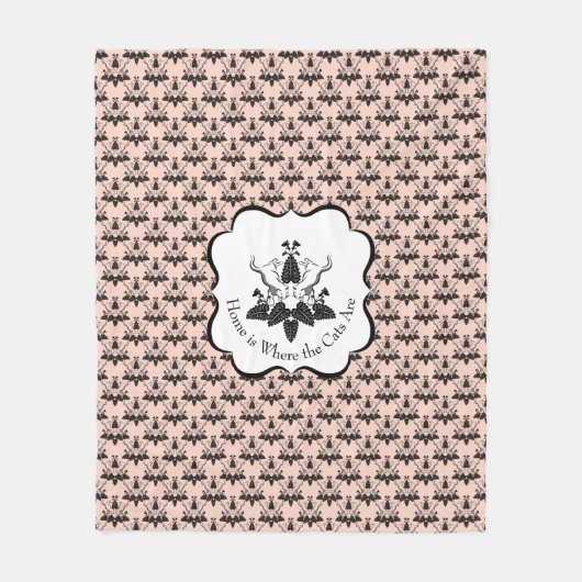 Cats and Catnip Damask Kijk Patroon Fleece Deken (Voorkant)