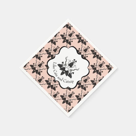 Cats and Catnip Damask Kijk Patroon Servet (Hoek)