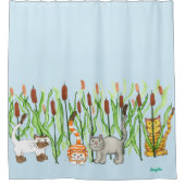 Cats and Cattails Douchegordijn (Voorkant)