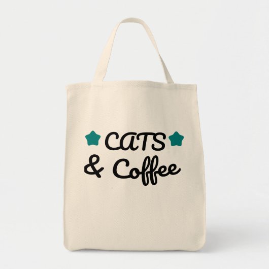Cats and Coffee – Funny Cat and Coffee Lover Quote Tote Bag (Voorkant)